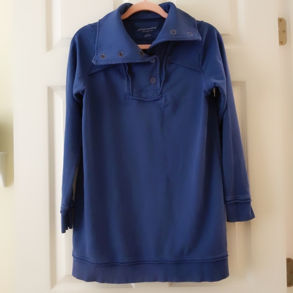 Soft Surroundings blue button cowl tunic sweatshirt size S - Picture 1 of 7